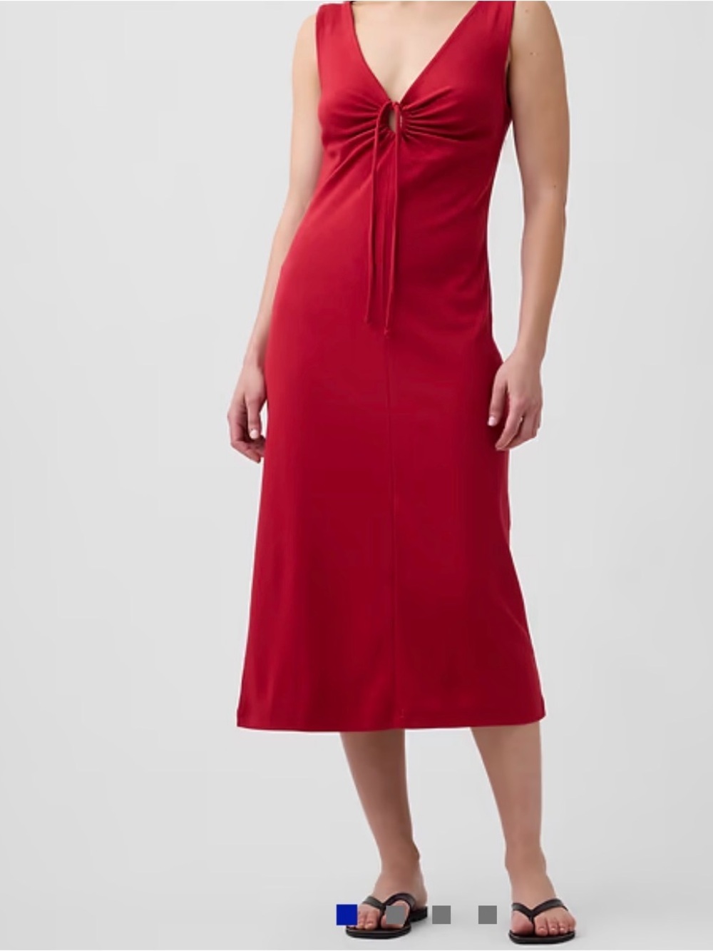 GAP Red Sleeveless Midi Dress with Front Tie
